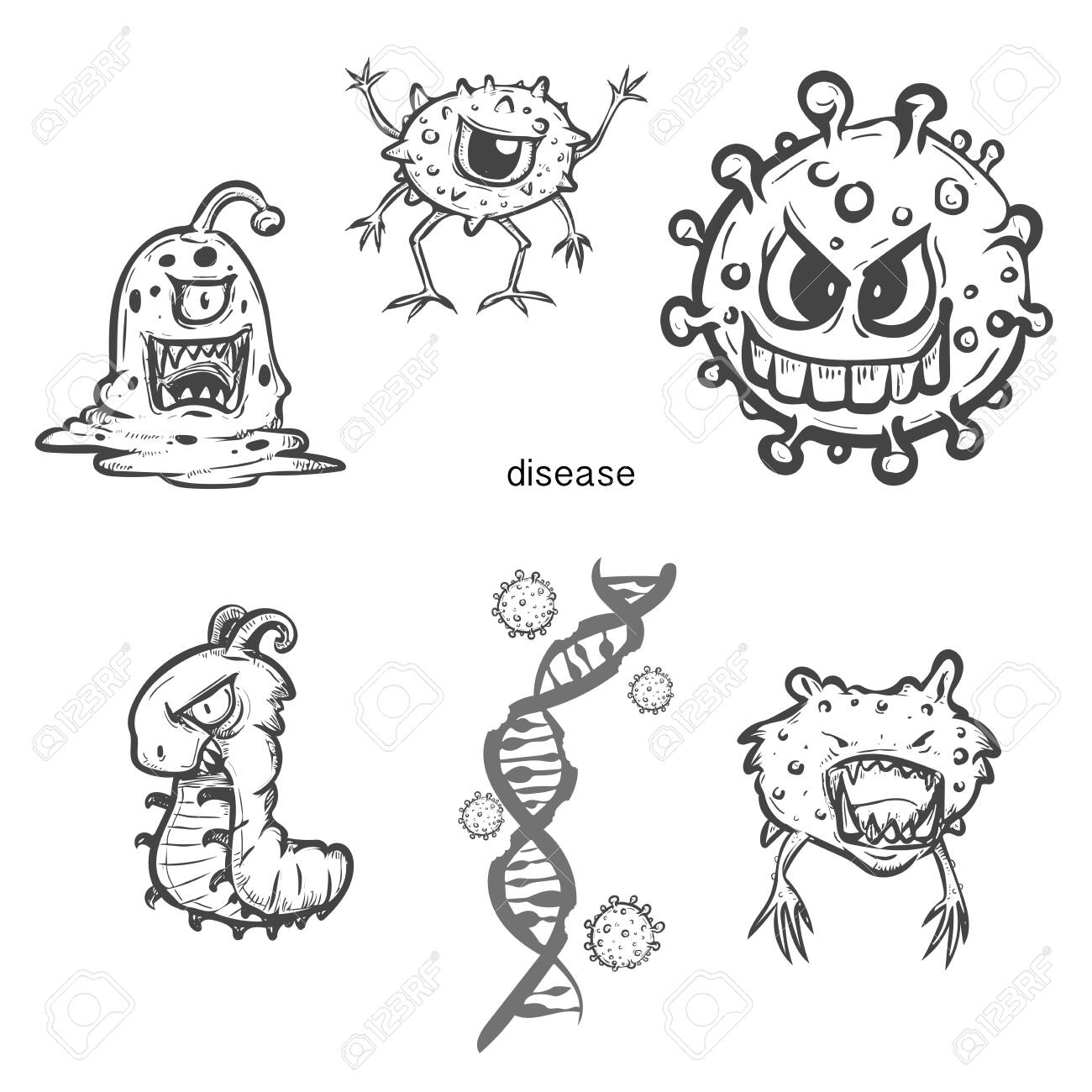 Dibujos de virus bacterias para colorear