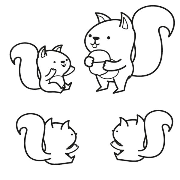 Dibujos de ardillas infantiles para colorear