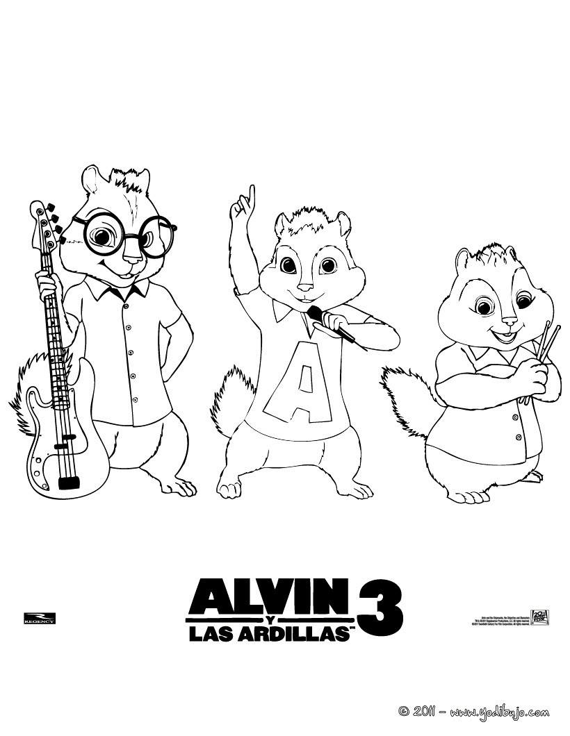 Dibujos de alvin ardillas 3 para colorear