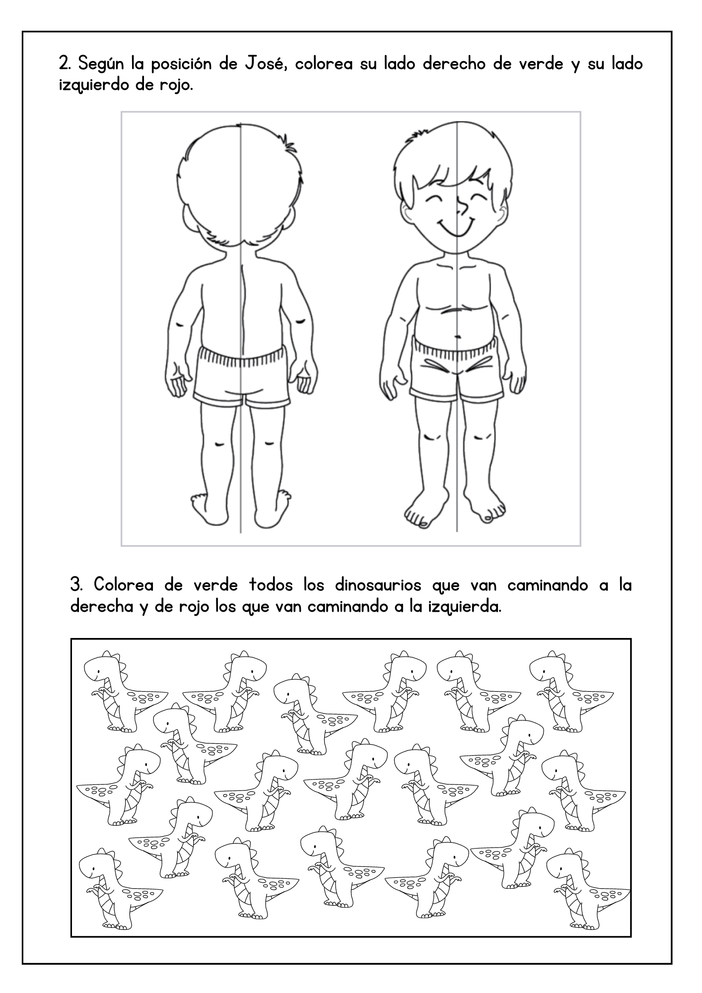 Dibujos de lateralidad izquierda derecha para colorear vsun