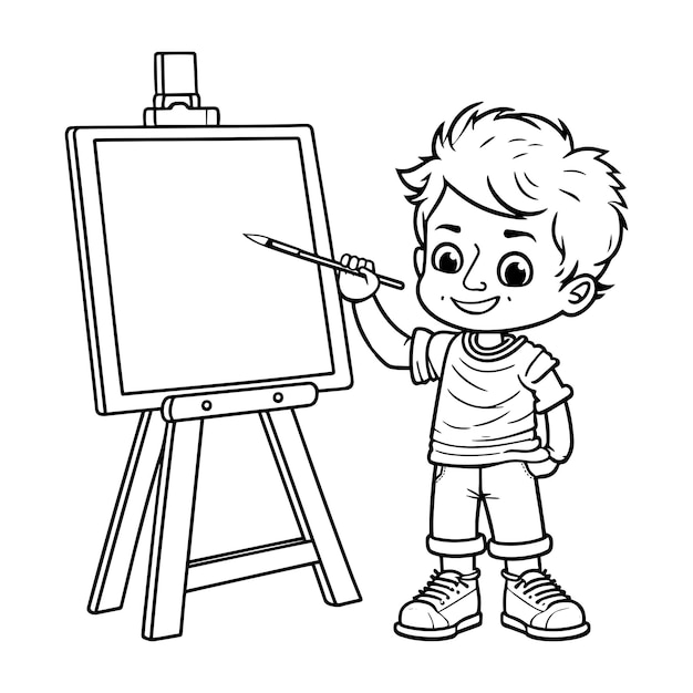 Dibujos de niño pintando para colorear