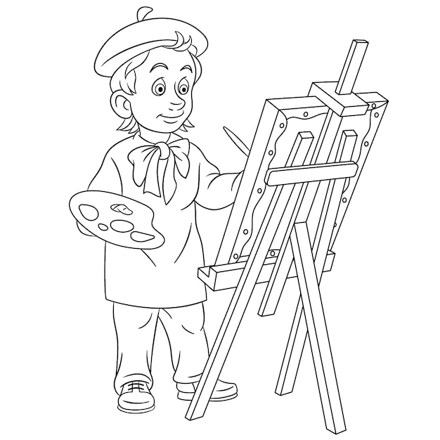 Dibujos de niño pintando para colorear