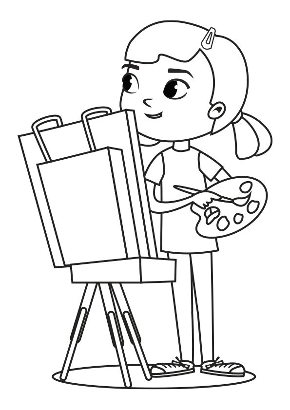 Dibujos de niño pintando para colorear
