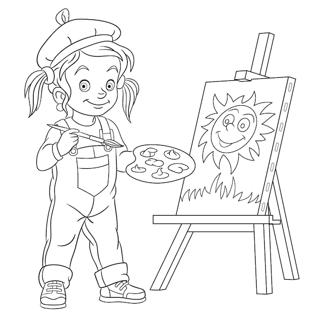 Dibujos de niño pintando para colorear