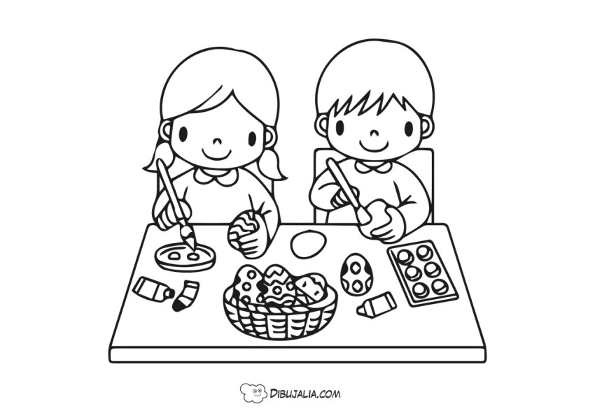 Dibujos de niño pintando para colorear