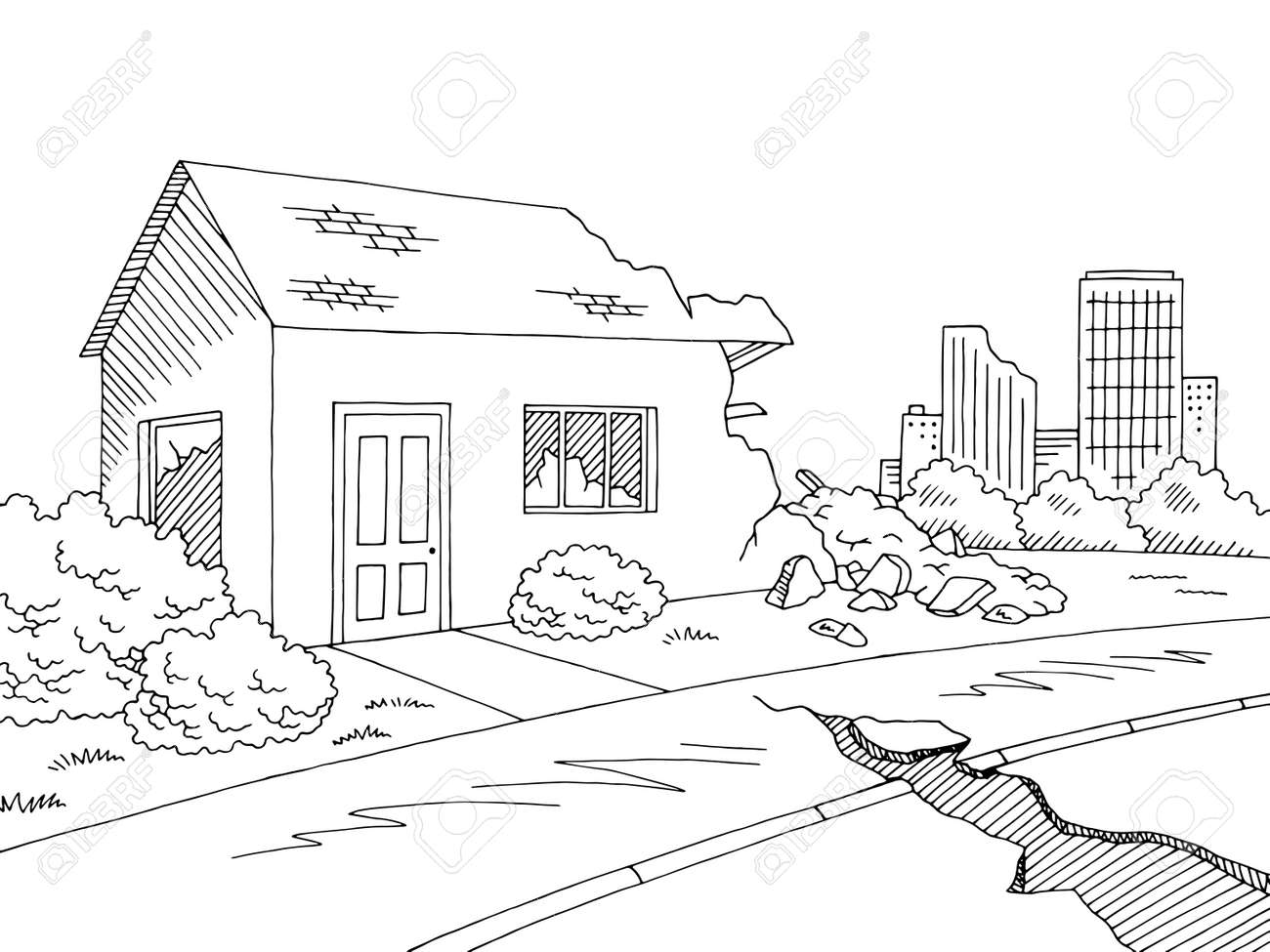 Dibujos de terremotos para colorear