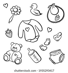 Dibujos de articulos bebe para colorear