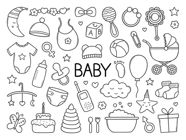 Dibujos de articulos bebe para colorear