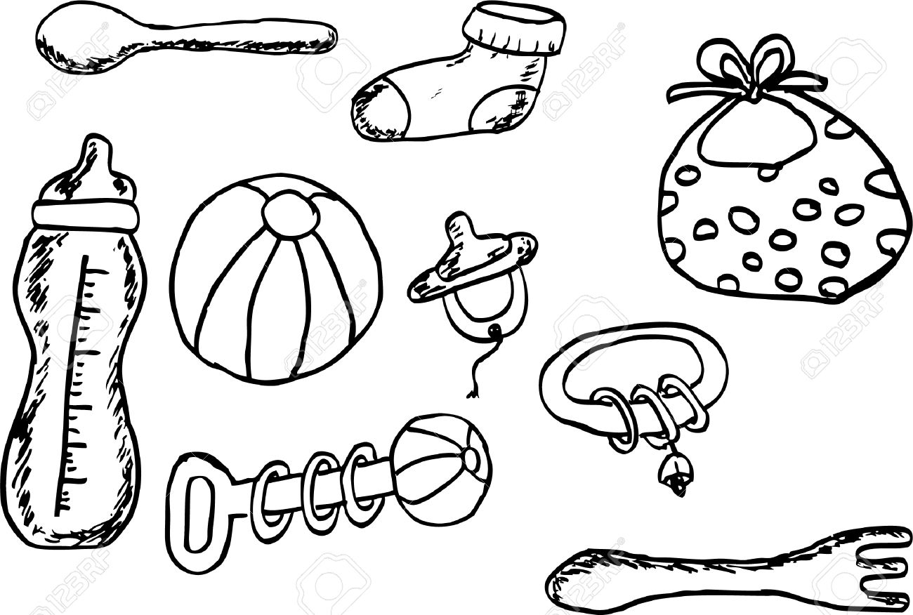 Dibujos de articulos bebe para colorear
