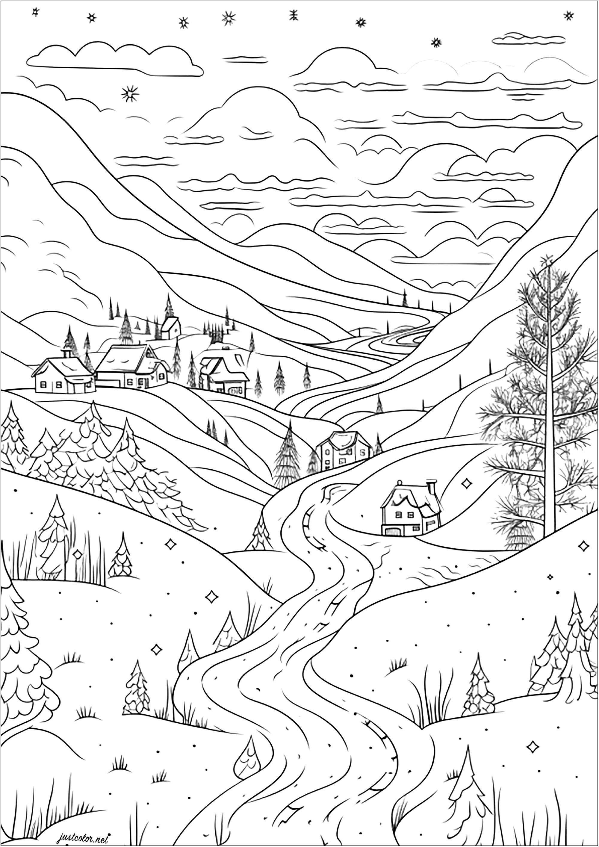 Dibujos de nevado para colorear