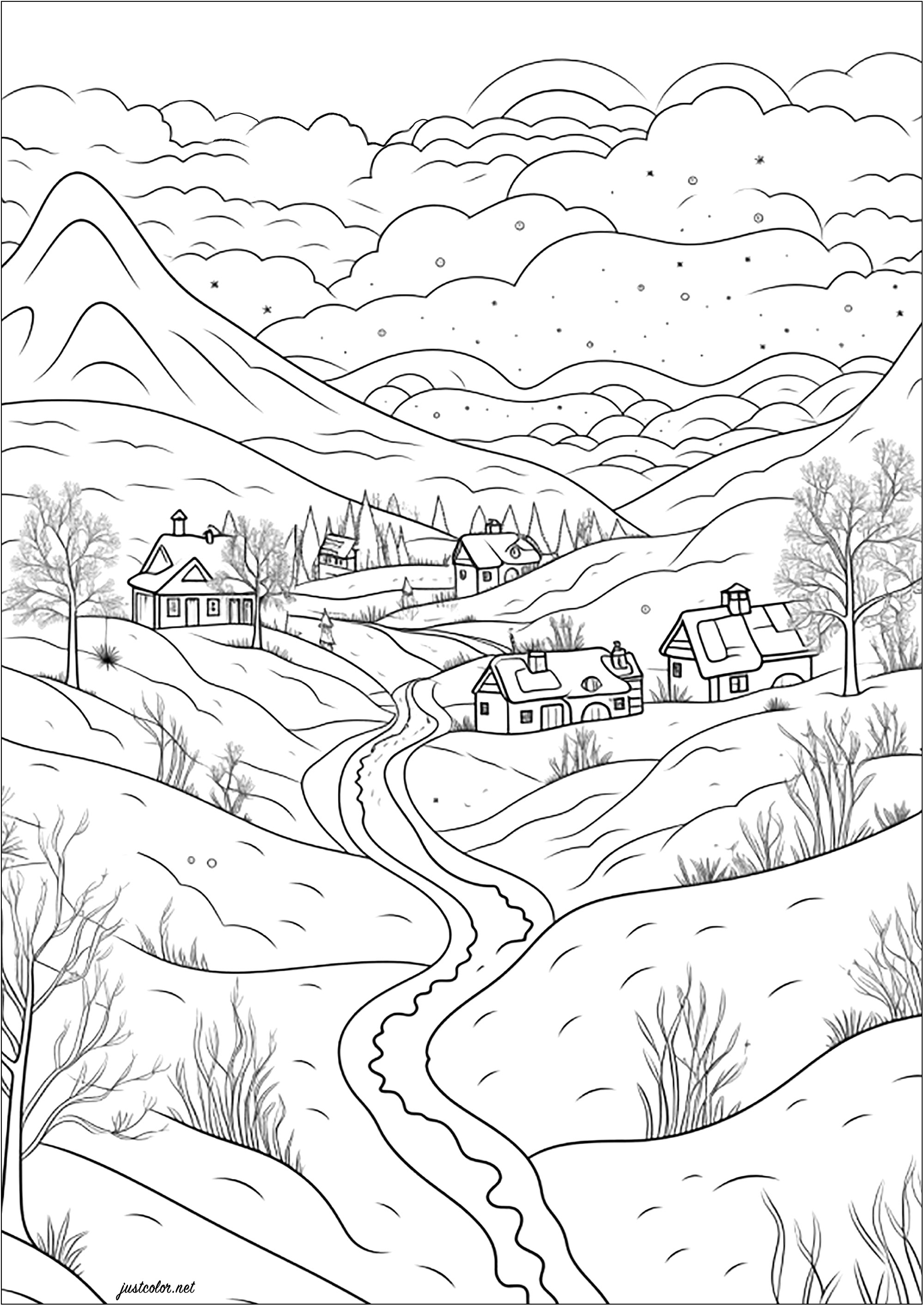 Dibujos de nevado para colorear