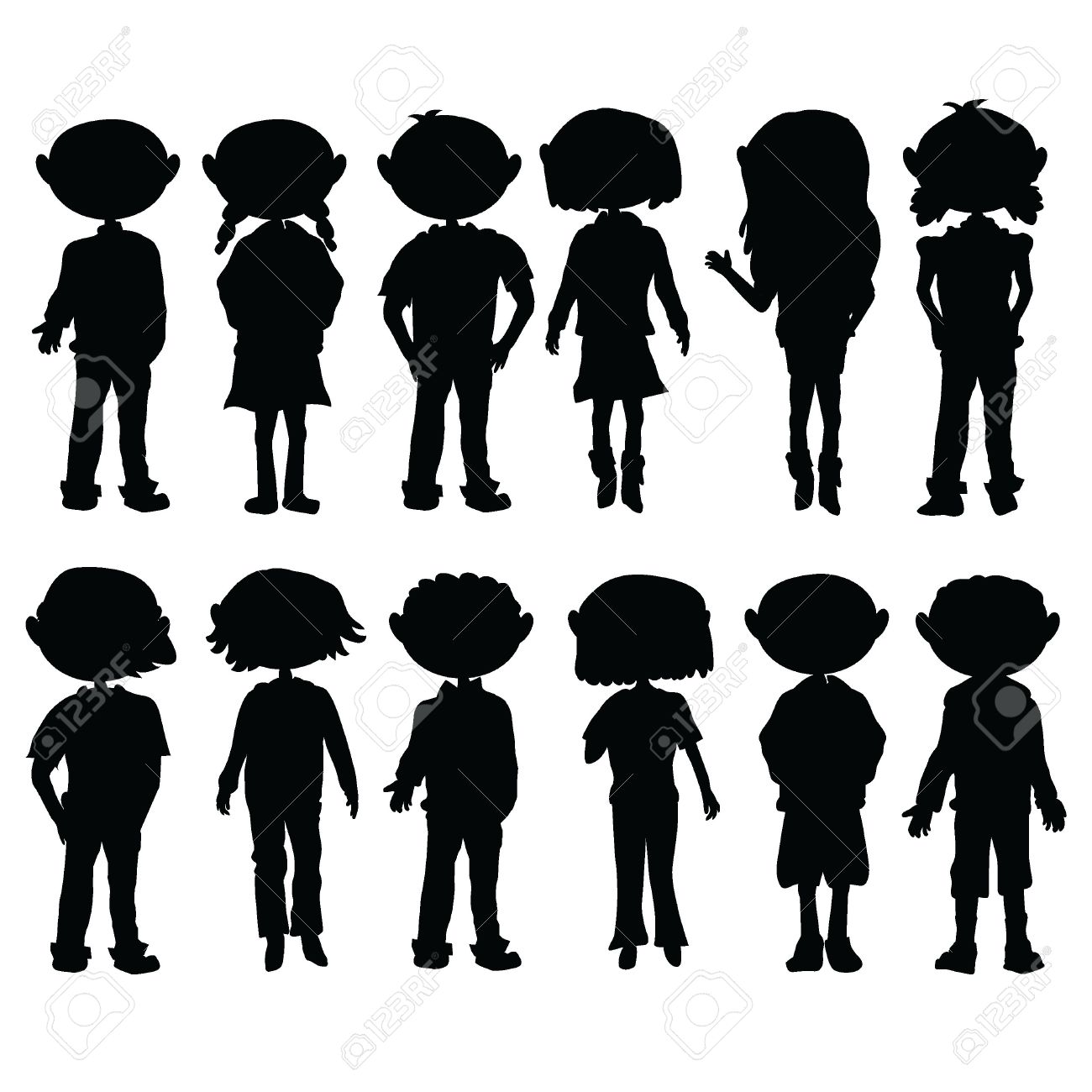 Dibujos de silueta ninos para colorear