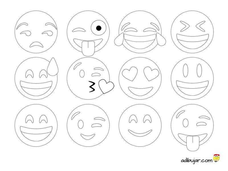 Dibujos de emoticones whatsapp para colorear