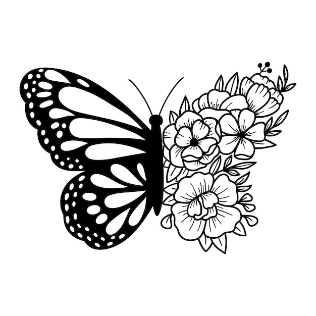 Dibujos de flores mariposas para colorear