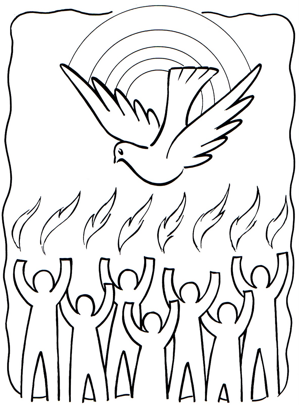 Dibujos de lenguas fuego espiritu santo para colorear
