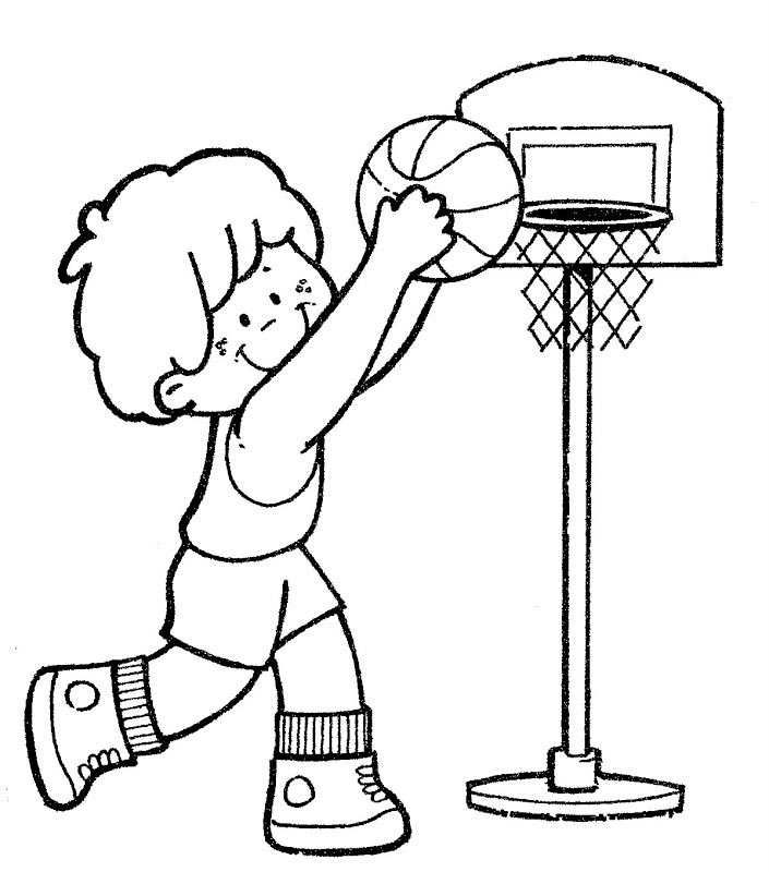 Dibujos de niños jugando baloncesto para colorear