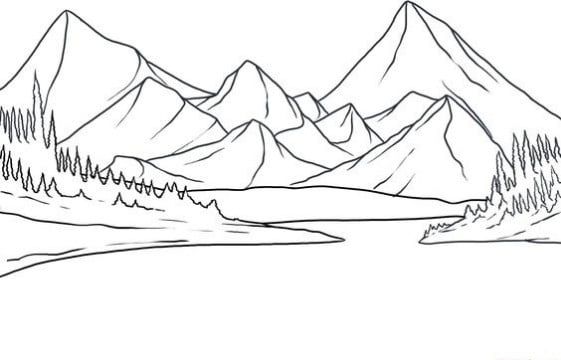 Dibujos de paisaje montaña para colorear