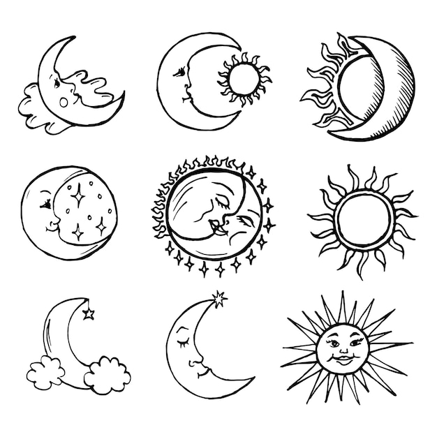 Dibujos de soles lunas para colorear