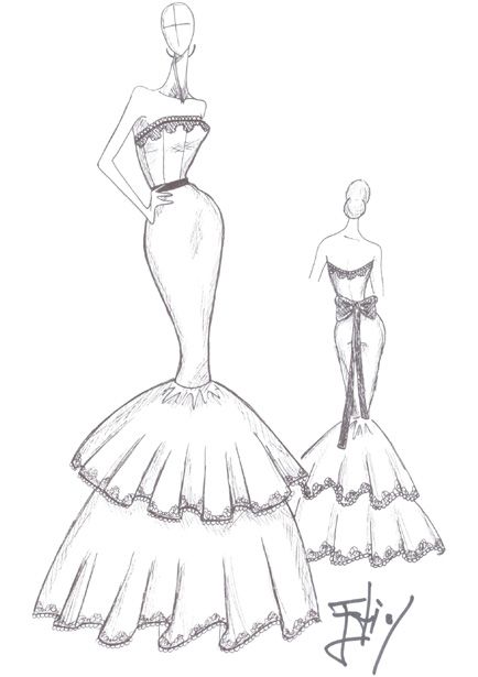 Dibujos de diseños vestidos para colorear